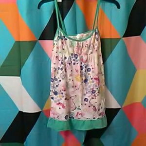 Raensom white w/ muli colors. Floral tank top